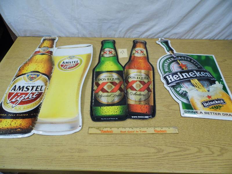 Lot of 3 Metal Beer Signs