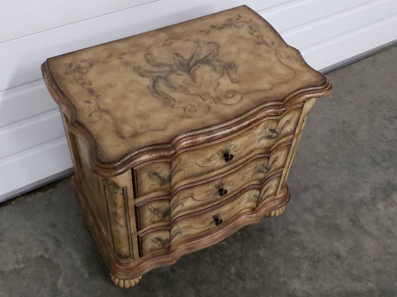 lot 10 image: Three Drawer Chest, Detailed Decoration