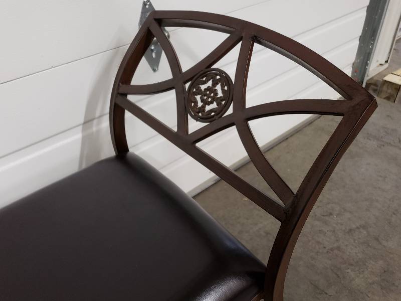 lot 25 image: Metal and Leather Bench