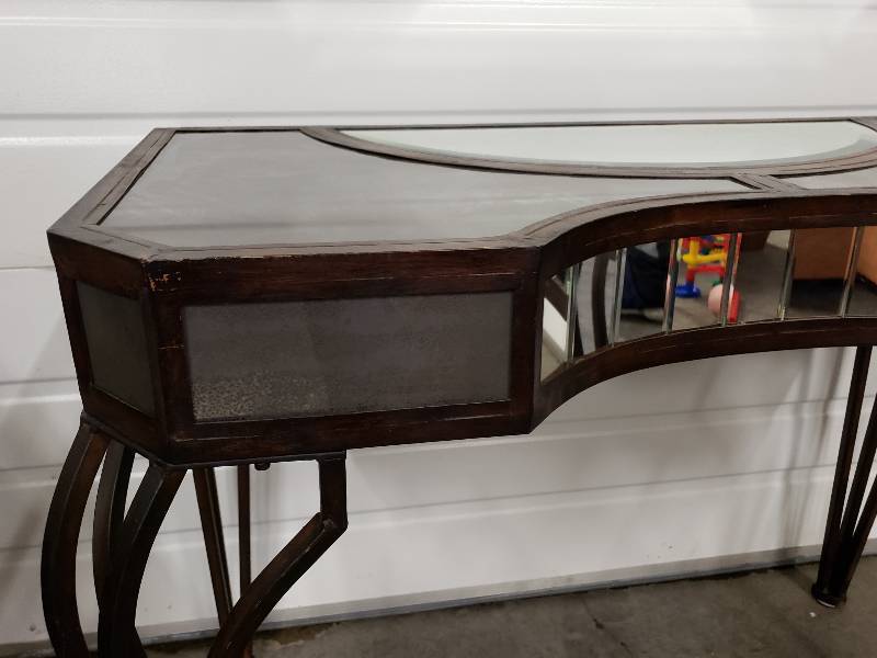 lot 26 image: Mirrored Metal Console Table