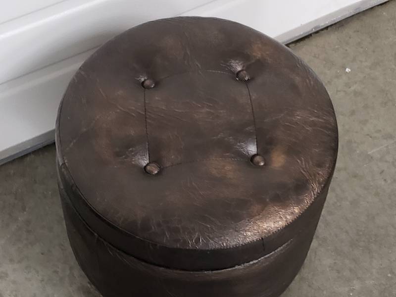 lot 32 image: Textured Leather Footstool