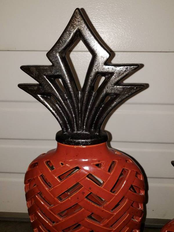 lot 64 image: (2) Pierced Pottery Lidded Containers  Vases