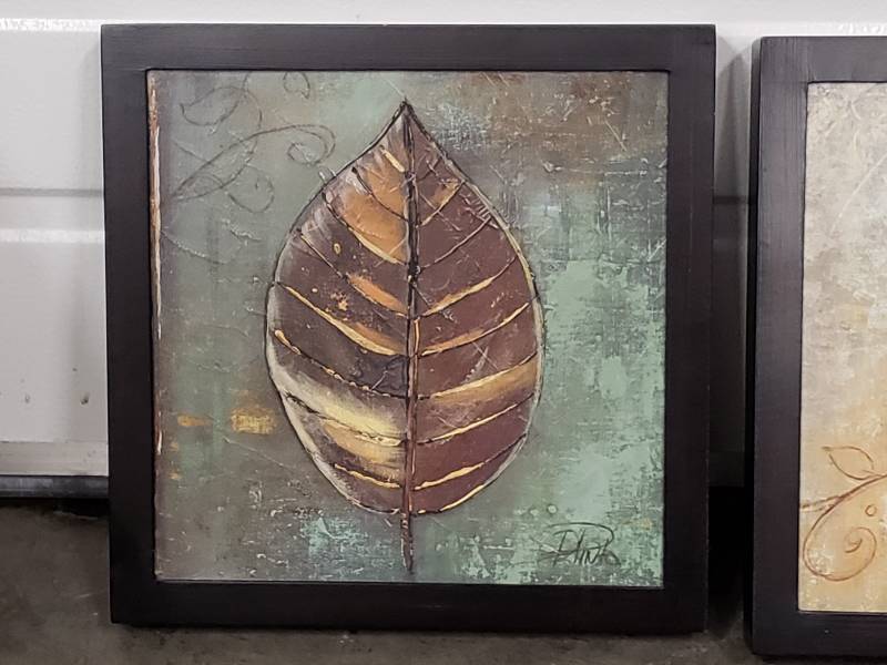 lot 98 image: Signed, Framed Leaf Art from Uttermost