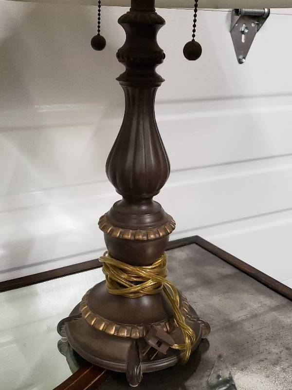 lot 114 image: (2) Metal Designed Table Lamps