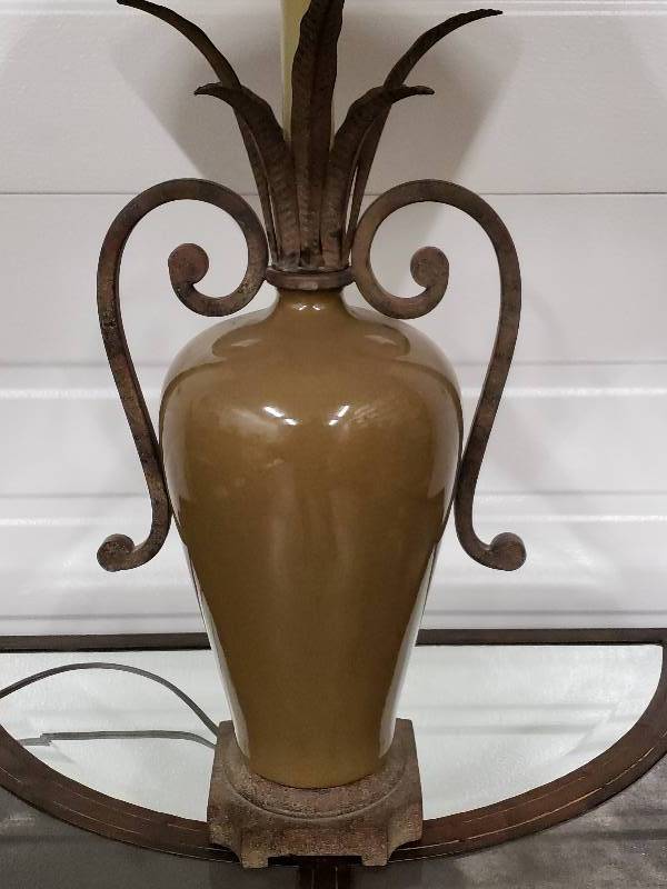 lot 121 image: Pottery and Metal Handled Table Lamp