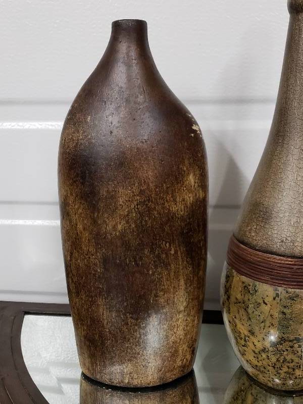 lot 146 image: (3) Decor Vases, Pottery, Mixed Media, etc.