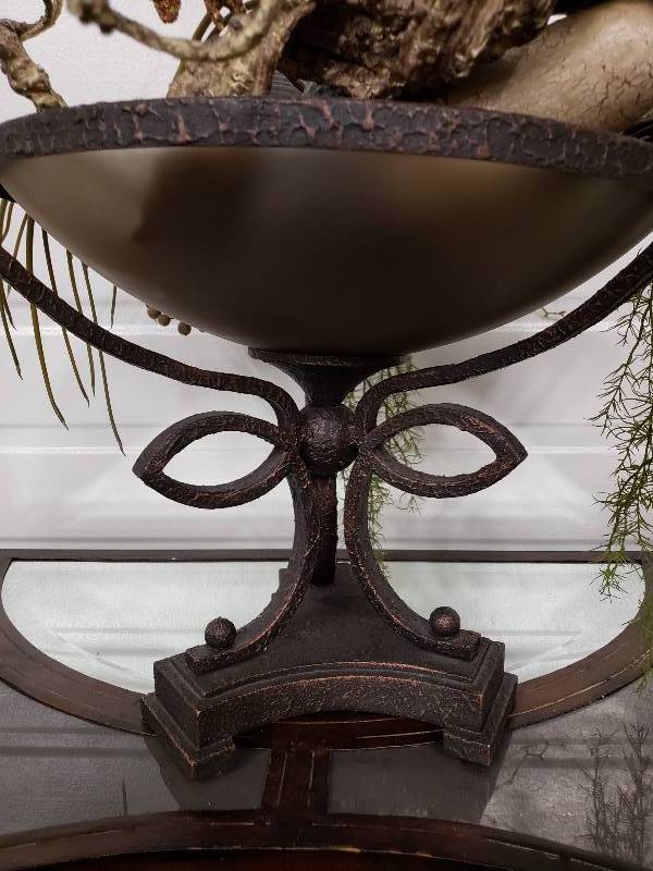 lot 156 image: Metal and Glass Decorative Compote with Arrangements