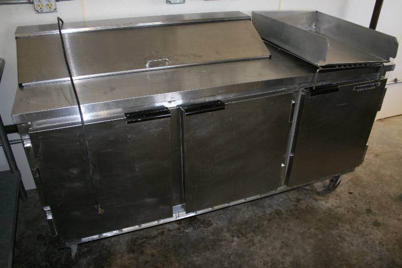 lot 173 image: Stainless Steel Refrigerated Prep Table on Wheels