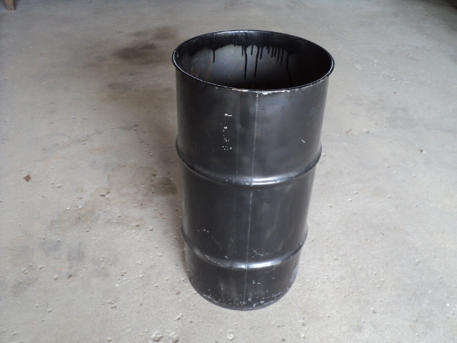 lot 2 image: Black metal can 14 diameter x 28 ...