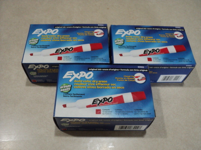 lot 19 image: 3 boxes of 36 Expo dry erase red ma...