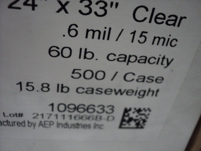 lot 72 image: case of 500 16 gallon 24 x 33 cle...