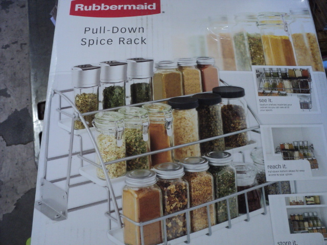 lot 182 image: Rubbermaid pull-down spice rack...