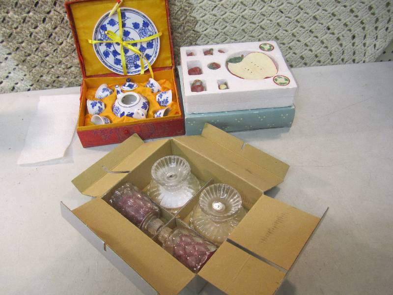 lot 65 image: 2 Mini Tea Sets and Party Lite Cand...