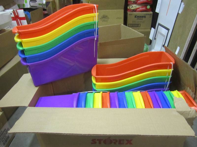 lot 136 image: Case of 6 - 5-Pack Sets of Book Bin...