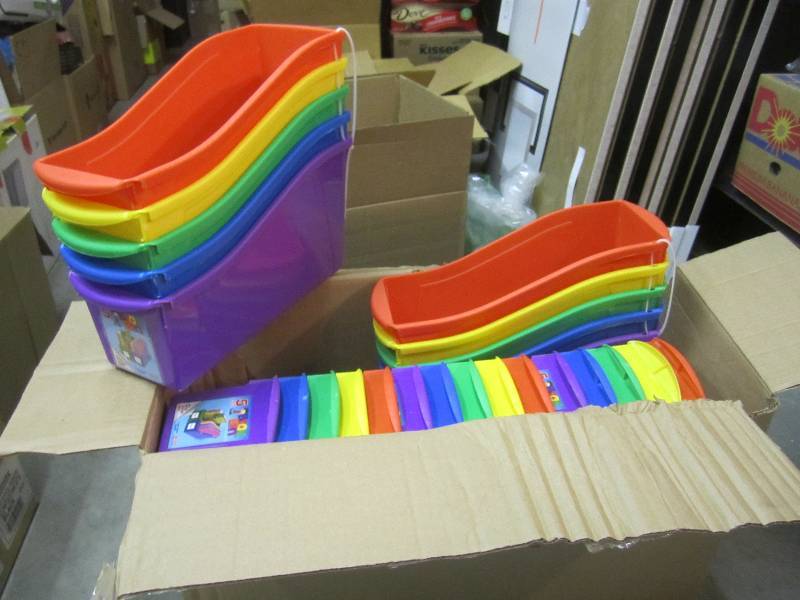 lot 137 image: Case of 6 - 5-Pack Sets of Book Bin...