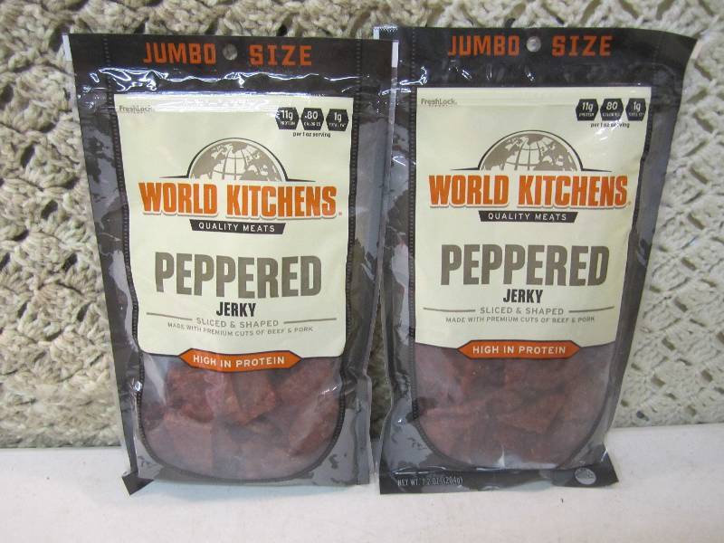 lot 202 image: 2 Jumbo Bags of Peppered Jerky  C-3...