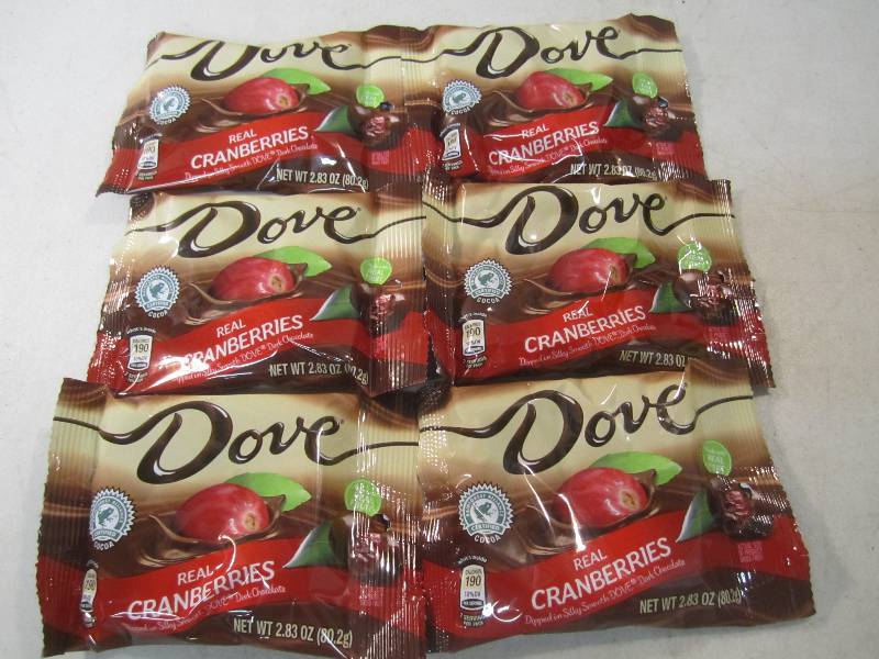 lot 218 image: 6 Bags of Dove Chocolate Covered Cr...