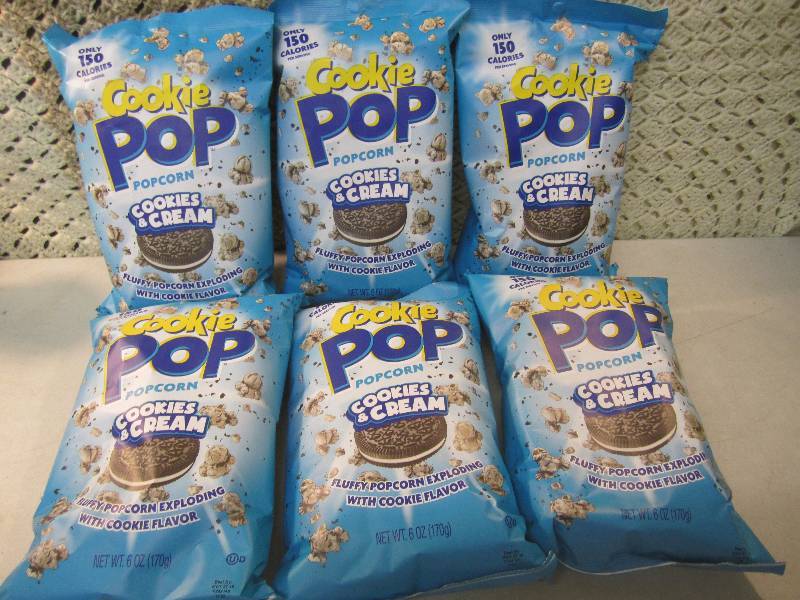 lot 242 image: 6 Bags of Cookie Pop Popcorn Cookie...