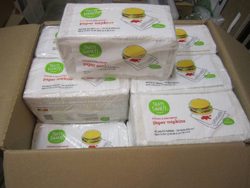 lot 299 image: Case of 7200 Paper Napkins 18 packs...