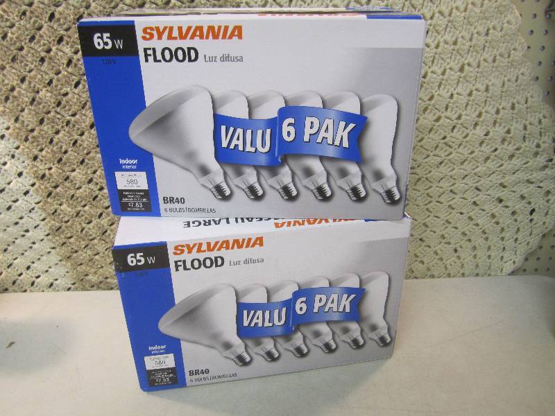 lot 303 image: 2 Boxes of Valu 6 Pak Sylvania 65W ...