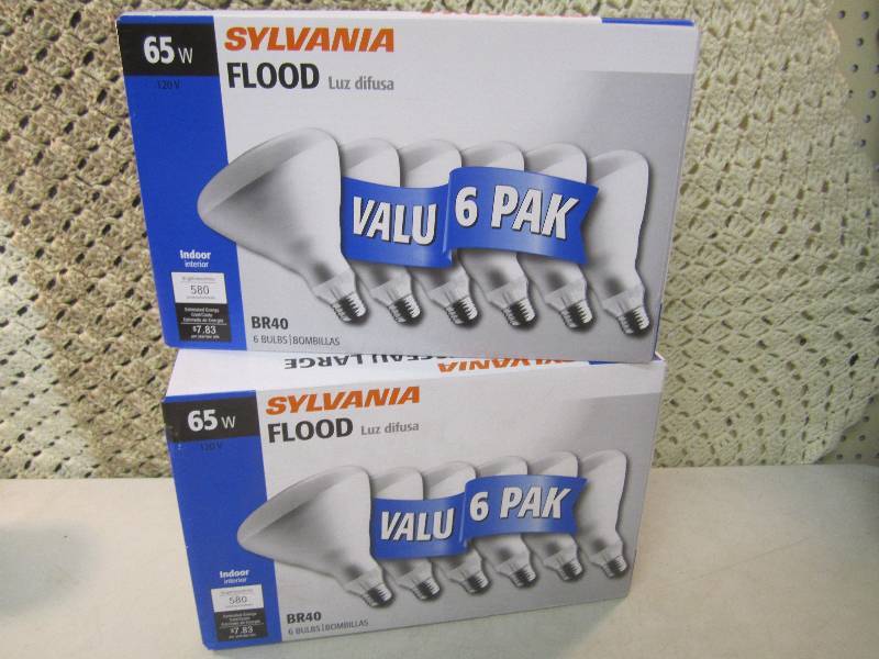 lot 304 image: 2 Boxes of Valu 6 Pak Sylvania 65W ...
