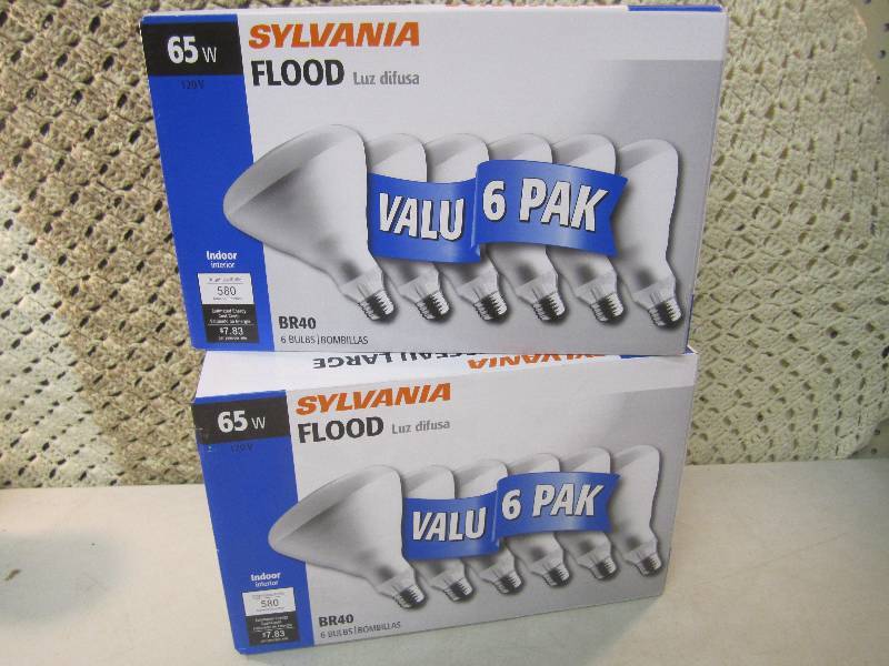 lot 305 image: 2 Boxes of Valu 6 Pak Sylvania 65W ...