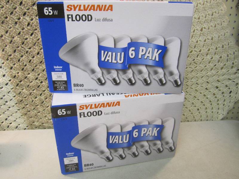 lot 306 image: 2 Boxes of Valu 6 Pak Sylvania 65W ...