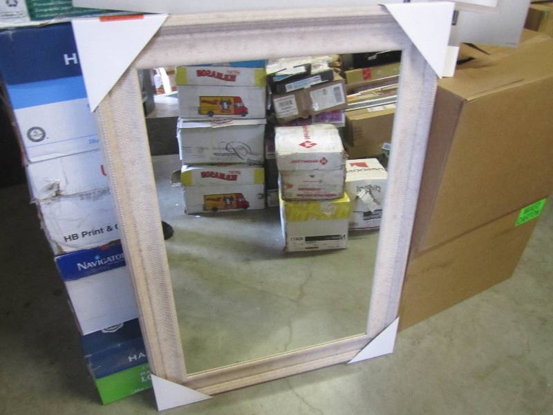 lot 322 image: 30 x 42 Wall Mirror with White Oa...