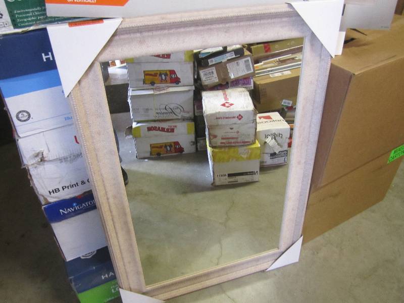 lot 323 image: 30 x 42 Wall Mirror with White Oa...