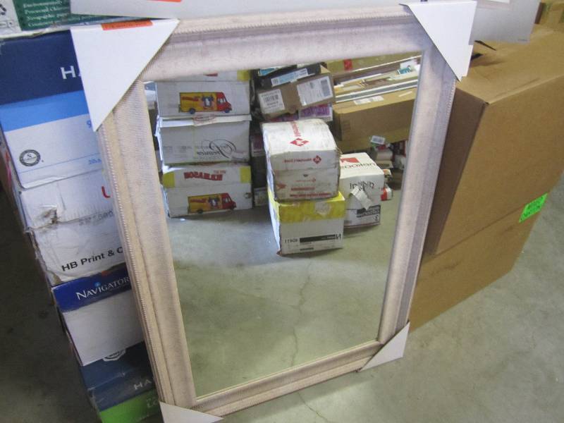 lot 324 image: 30 x 42 Wall Mirror with White Oa...