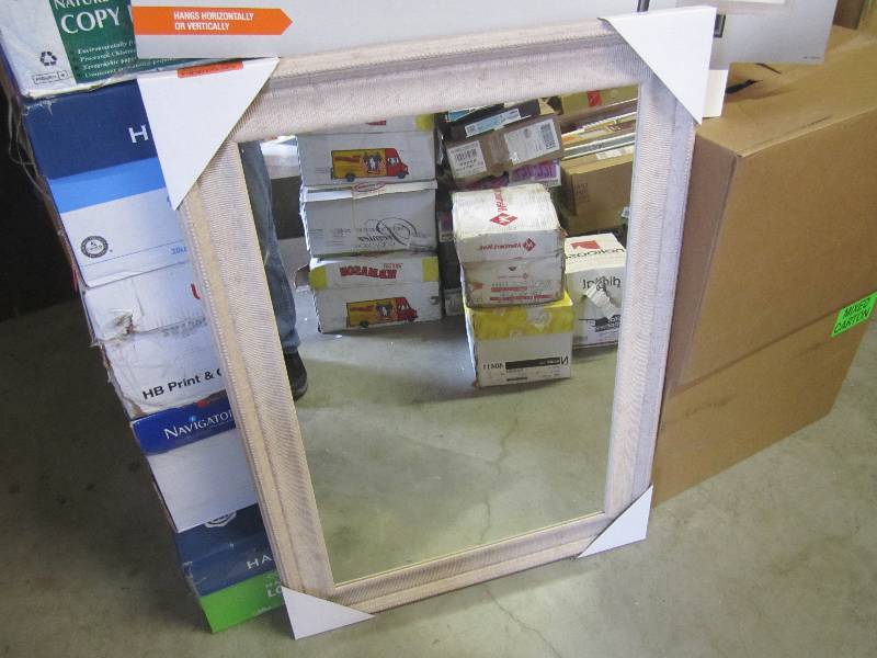 lot 325 image: 30 x 42 Wall Mirror with White Oa...