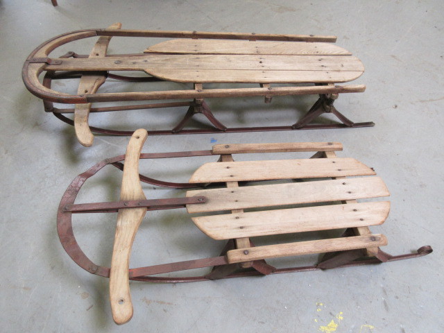 lot 940 image: 2 VINTAGE WOODMETAL SLEDS