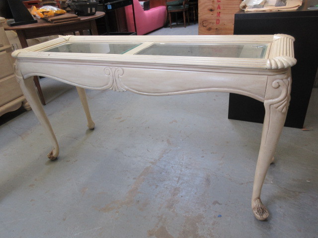 lot 968 image: SOFA TABLE WITH GLASS INLAYS