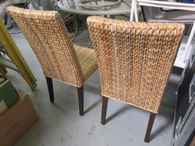 lot 991 image: 2 RATTAN AND WOOD CHAIRS