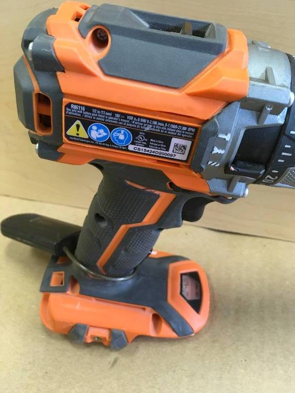 Ridgid 18-Volt Lithium-Ion Cordless Brushless Hammer Drill tool only in working condition.