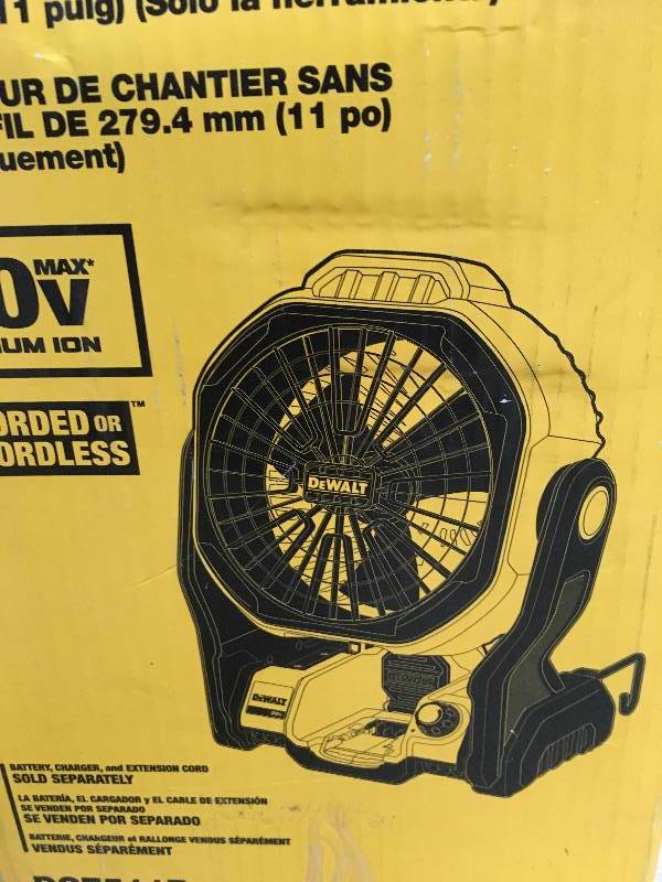 Dewalt 20-Volt Max Lithium Ion Cordless and Corded Jobsite Fan Tool Only in working condition