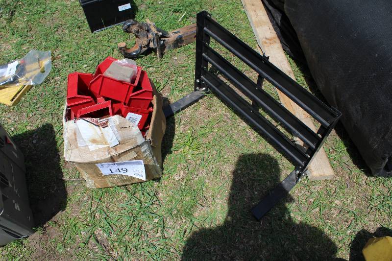 lot 149 image: Plastic Organizer Bin System - Rack, Bins