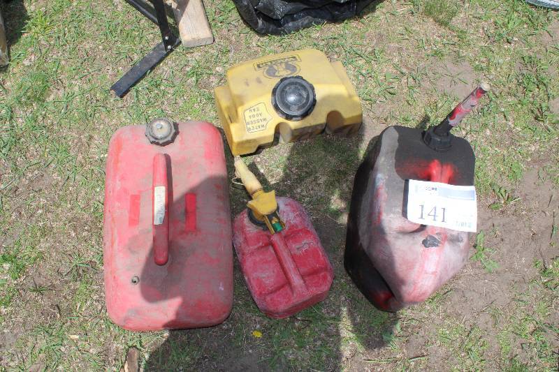 lot 141 image: Lot of (4) Plastic Cans - Gas, Water