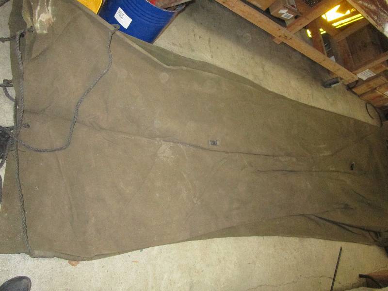 lot 72 image: Army Tarp (14 ft by 16 ft) Oiled Army Tarp