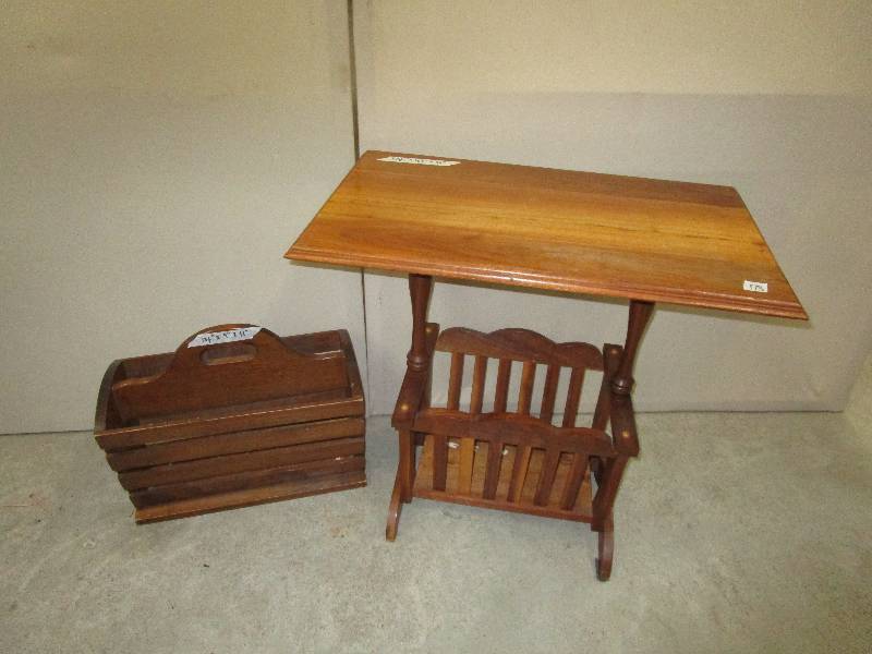 lot 95 image: Vintage End Table with Magazine Rack Under and Magazine Rack