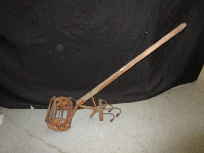 lot 115 image: Antique hand cultivator mower