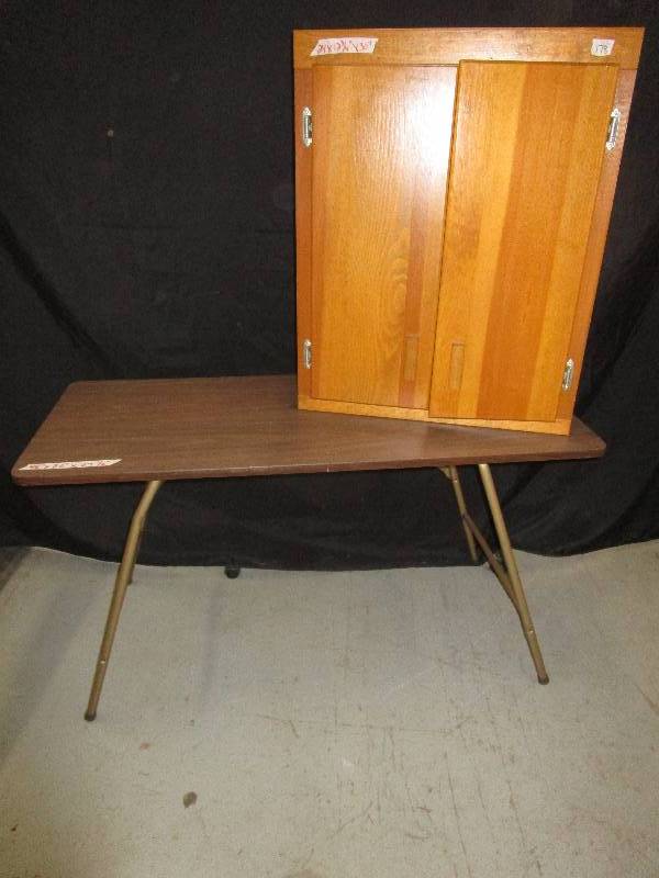 lot 128 image: Foldable, collapsible table and cupboard