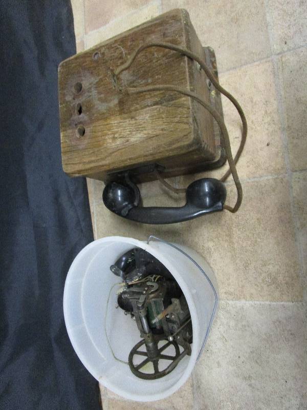 lot 199 image: antique telephone and pieces