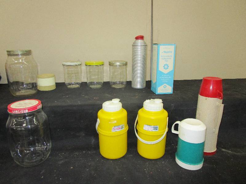 lot 17 image: Various Jars and Thermos Containers