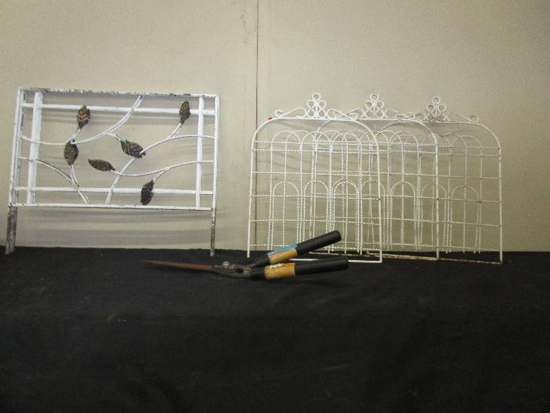 lot 38 image: Hedge Sheers, Metal Fencing (3 Segments of Each Pattern)