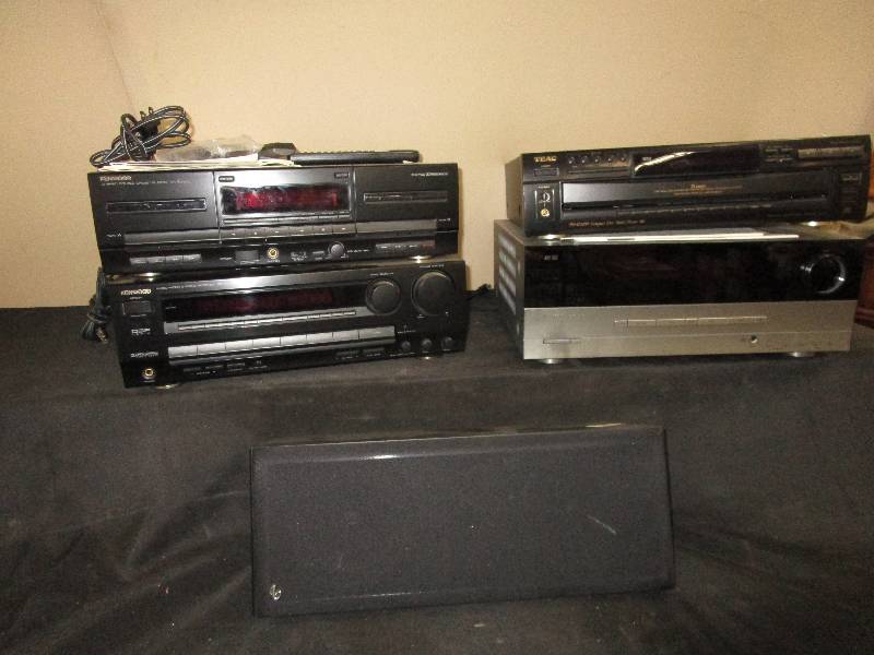 lot 64 image: Kenwood Stereo Double Casset Deck, Kenwood AudioVideo Stereo Reciever, Speaker, Teac Compact Disk Multiplayer, Harman Kardon