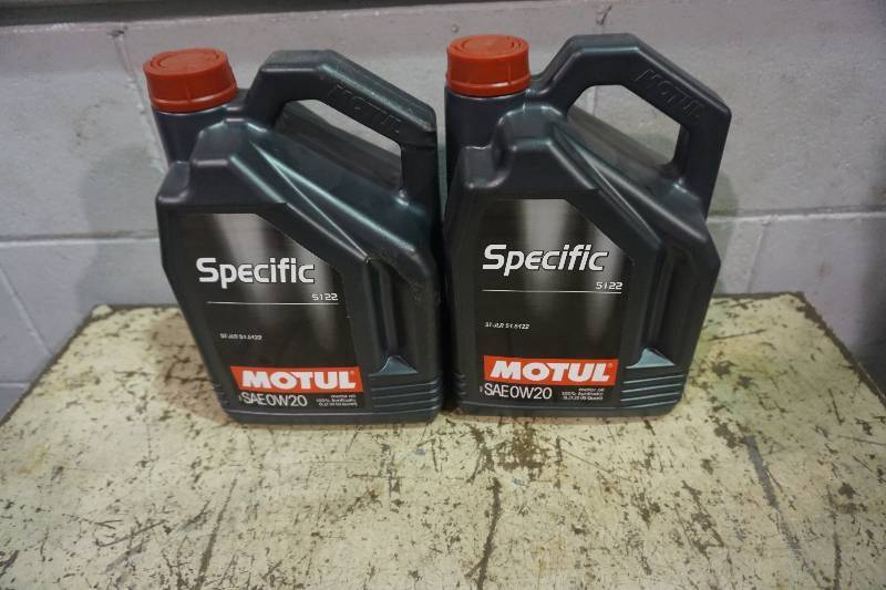 lot 71 image: 2 - 5 Liter Plastic Containers of Specific Brand 5122 SAE 0W-20 Motor Oil