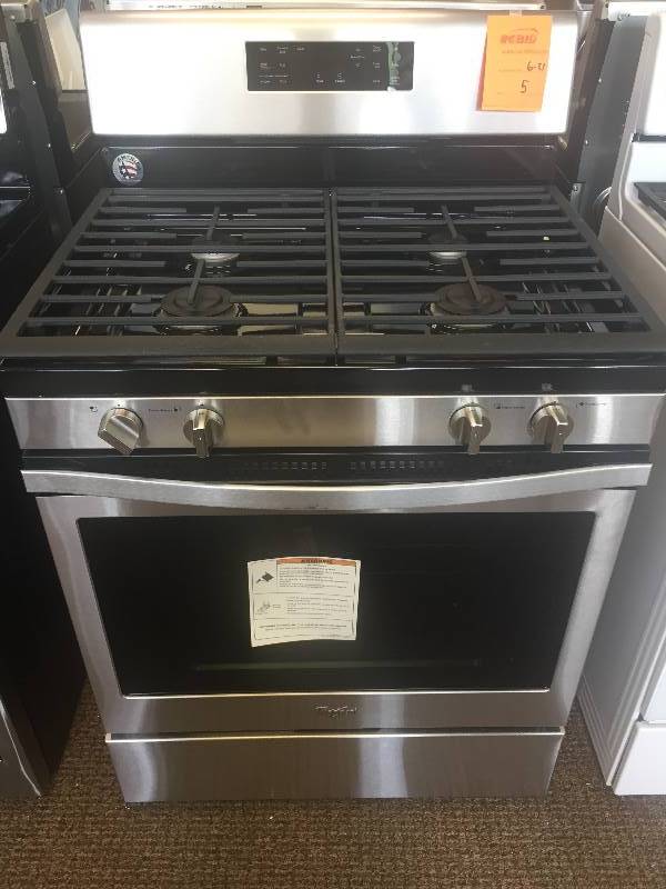 NEW- 5.0 cu. ft. Whirlpool Gas Range Convection in Stainless Steel- WITH MANUFACTURERS WARRANTY-MODEL#WRG520S0FS