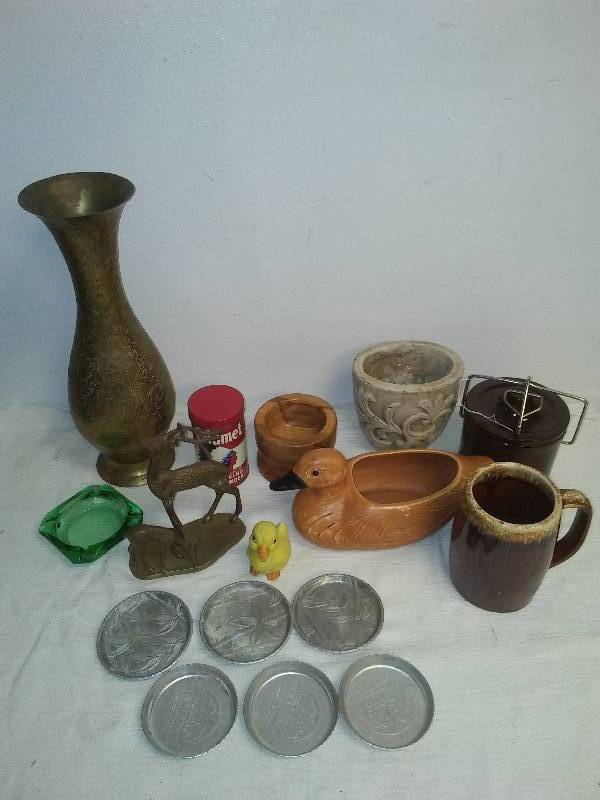 lot 149 image: Brass, Tin, Pottery, wood Dcor