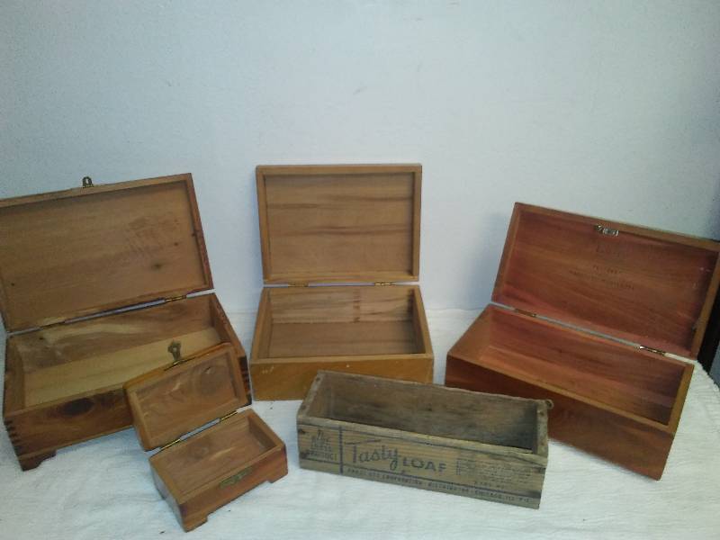 lot 170 image: Cedar boxes and cheese box